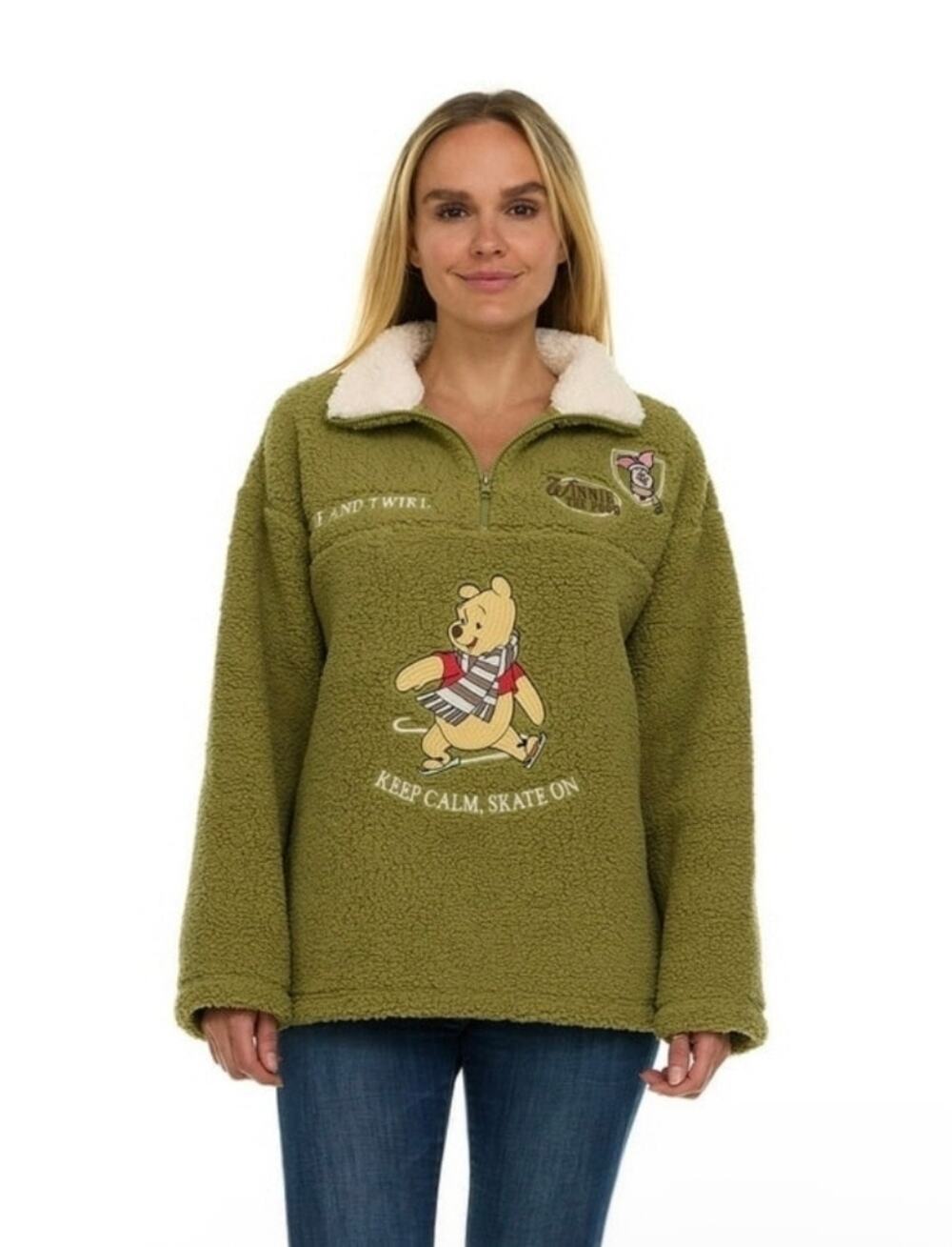 Disney Winnie The Pooh Sherpa 1/4 Zip Pullover Size XXL Cozy